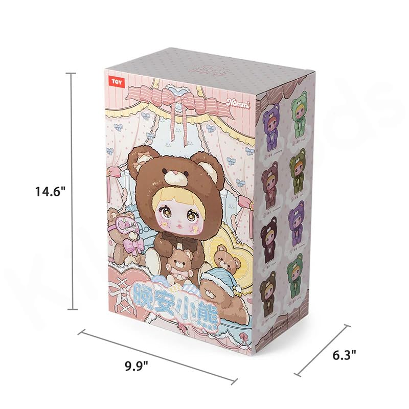 REIVIVORA Nommi Good Night Bear 400% Series Plush Blind Box 1PC (1 of 9 Possible Styles) Cute Figures Collectible Toys Birthday Gifts (1Pcs Random