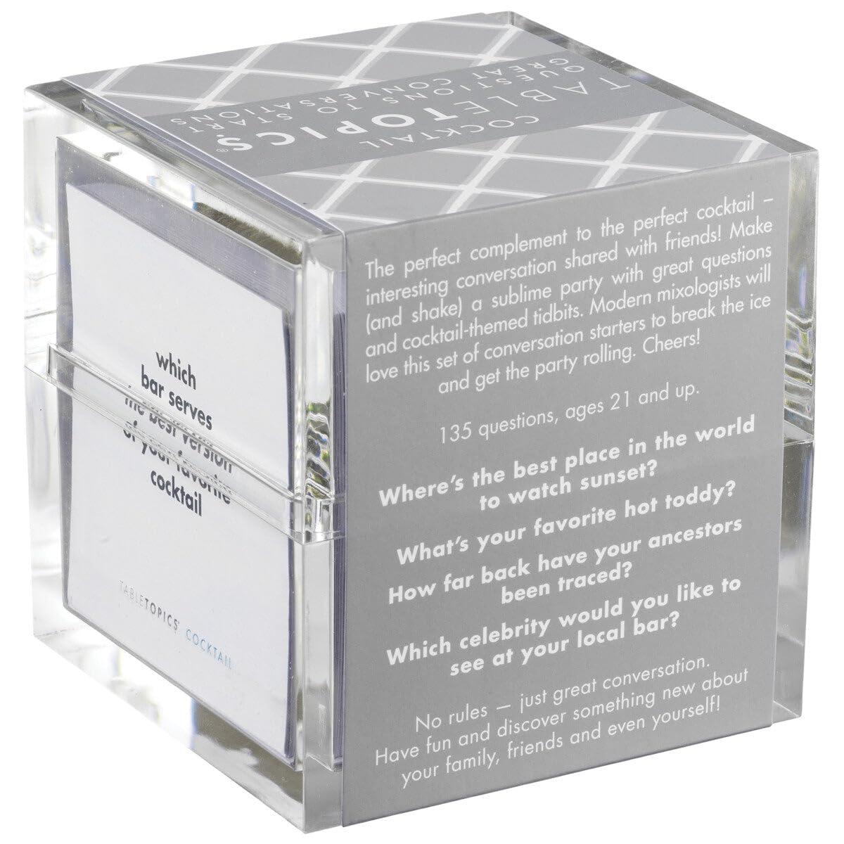 TableTopics Cocktail Party Question Card Game - 135 Conversation Starter Cards Featuring Questions, Facts, Quotes, and Mixed Drink Recipes, Fun Party