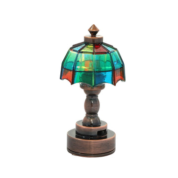 iLAND Dollhouse Accessories of Dollhouse Lights Battery Operated Mosaic Lattice Table Lamp w/Battery, Miniature Light for 1/12 Scale Miniatures Fits