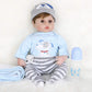ENADOLL Reborn Baby Doll Realistic Silicone Vinyl Baby Blue Dog Boy 16 inch Weighted Soft Body Lifelike Doll Gift Set for Ages 3+