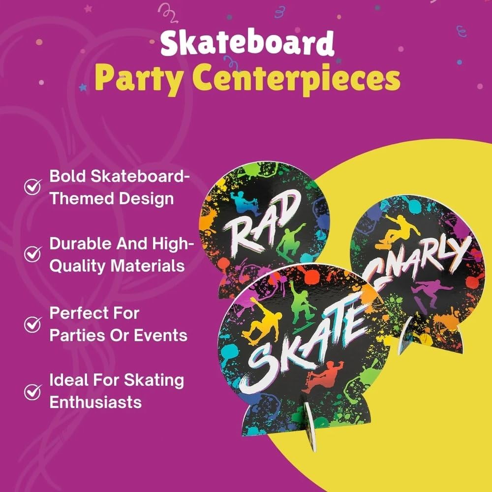Skateboard Party Centerpieces 3 Pieces