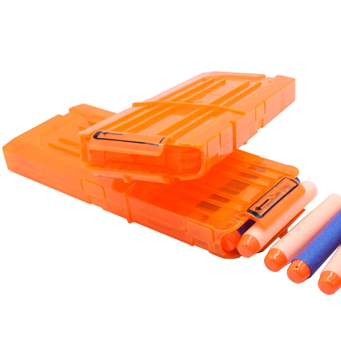 Bullet Clips, OIMIO Soft 12 Bullets Dart Gun Clips Magazine Clip For Nerf Toy Dart Gun 4PCS (transparent orange)