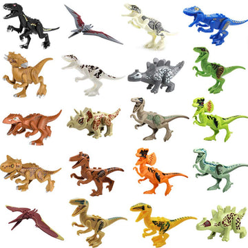 Toysvill Compatible Dinosaurs Mini Figures for Jurassic World Building Blocks Toys (Set of 20 Pieces) with Moving Parts. T Rex, Dragon Sword