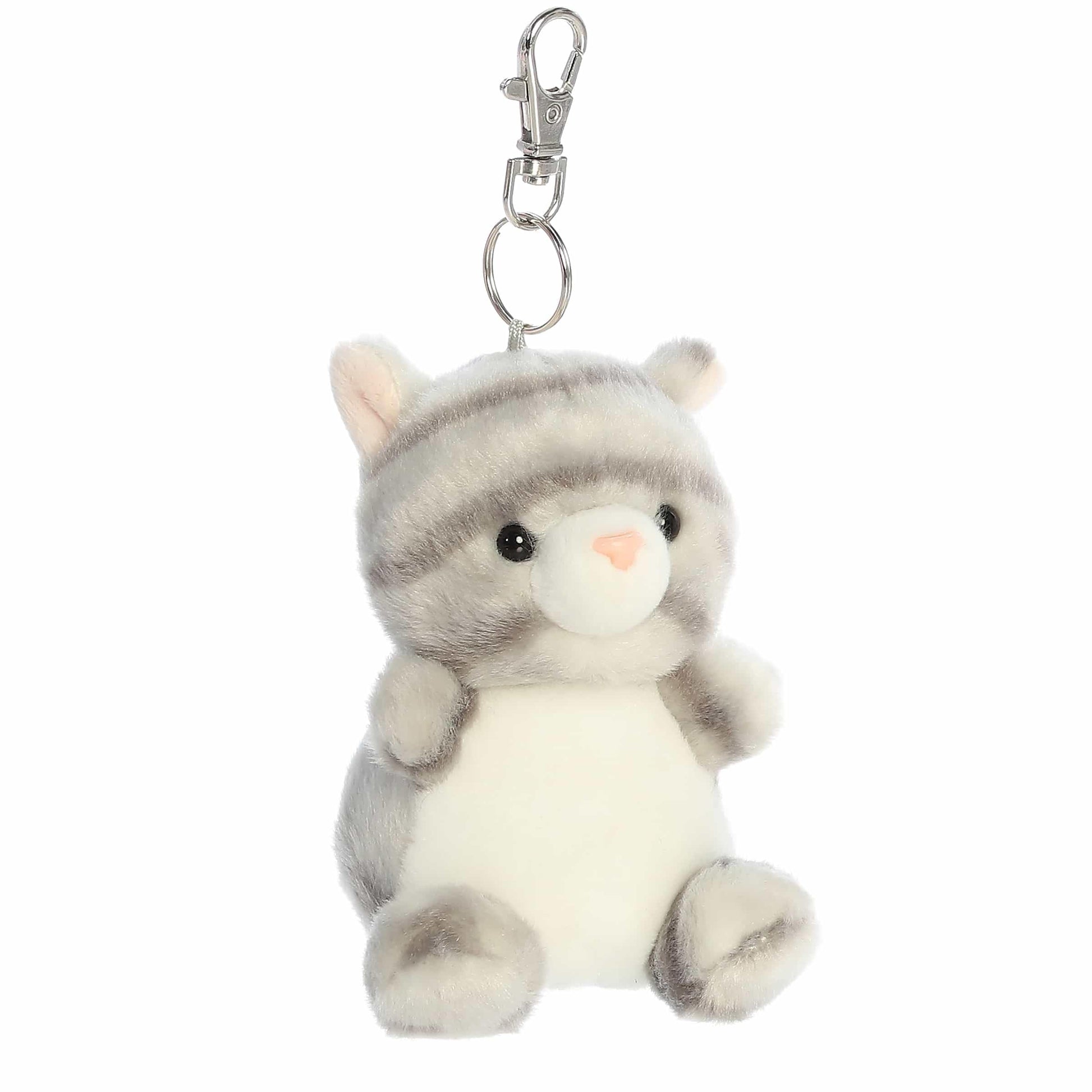 Aurora® Adorable Palm Pals™ Silver Kitty™ Clip-On- Fun Collectible Plush for Kids and Adult Collectors - Perfect for Backpacks and Birthday Gifts