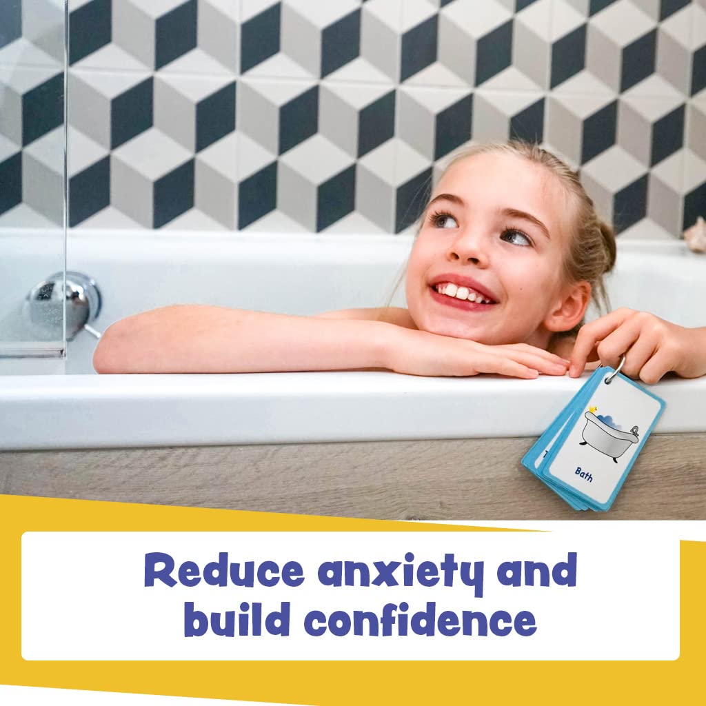My Bath Time Routine Cards 12 PECS Flashcards for Visual aid Special Ed, Speech Delay Non Verbal Children and Adults with Autism or Special Needs