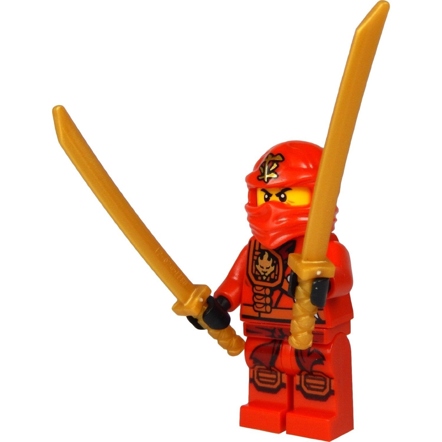 LEGO Ninjago Mini Figure Kai (Red Ninja) with Sword Holder and Two Katanas (Swords)