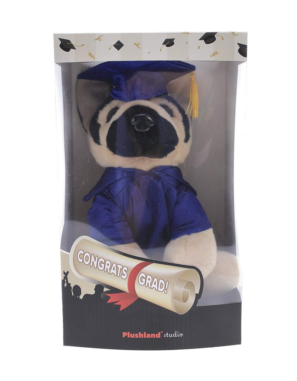 Plushland German Shephard Plush Stuffed Animal Toys for Graduation Day, Personalized Text, Name or Your School Logo on Gown, Best for Any Grad School