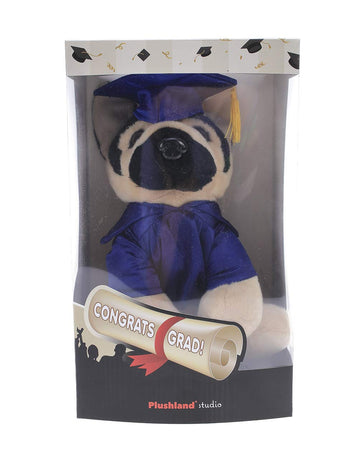 Plushland German Shephard Plush Stuffed Animal Toys for Graduation Day, Personalized Text, Name or Your School Logo on Gown, Best for Any Grad School