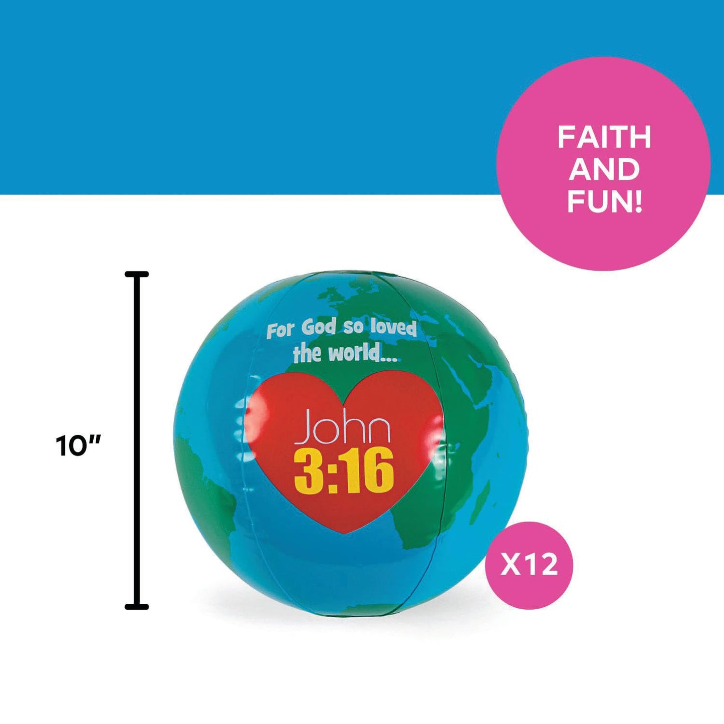 Fun Express Inflatable God Loves The World Globes, 12 Pack, 10 Inch