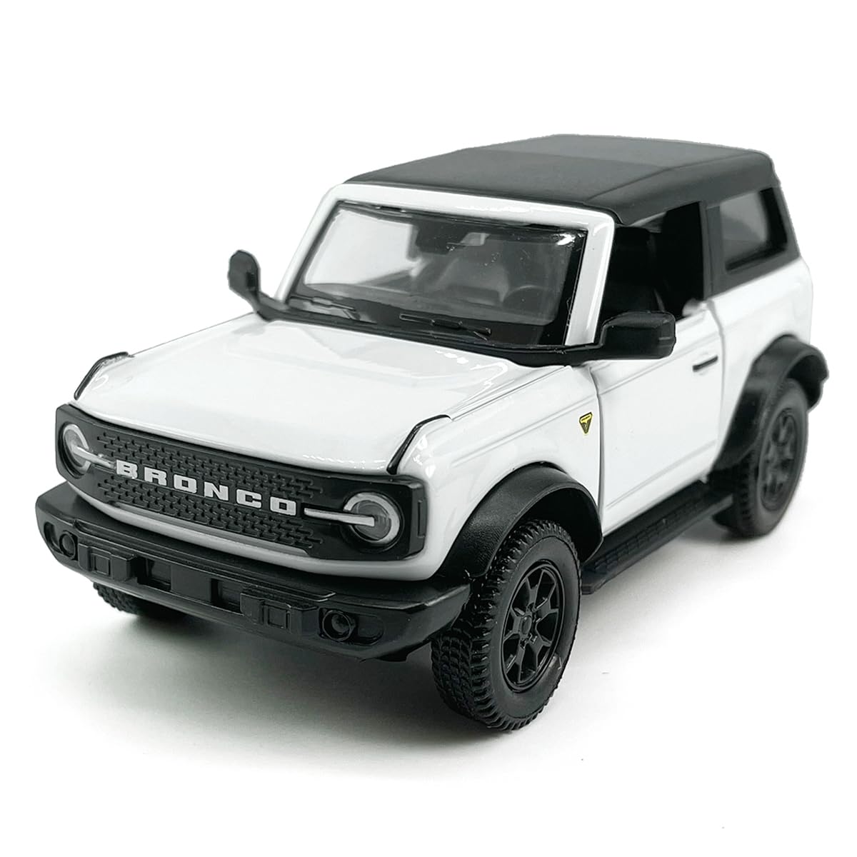 2-Door Bronco Badlands Model Car 1/36 Scale Diecast Toy Cars Metal Alloy Children’s Vehicles, Pull Back Doors Open, Black Rim, Mens Collection, Kids