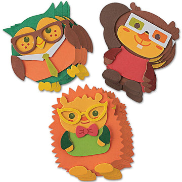 Nerdy Fall Critter Foam Magnets Craft Kit - Makes 12 - DIY Crafts for Kids and Fun Home Activities
