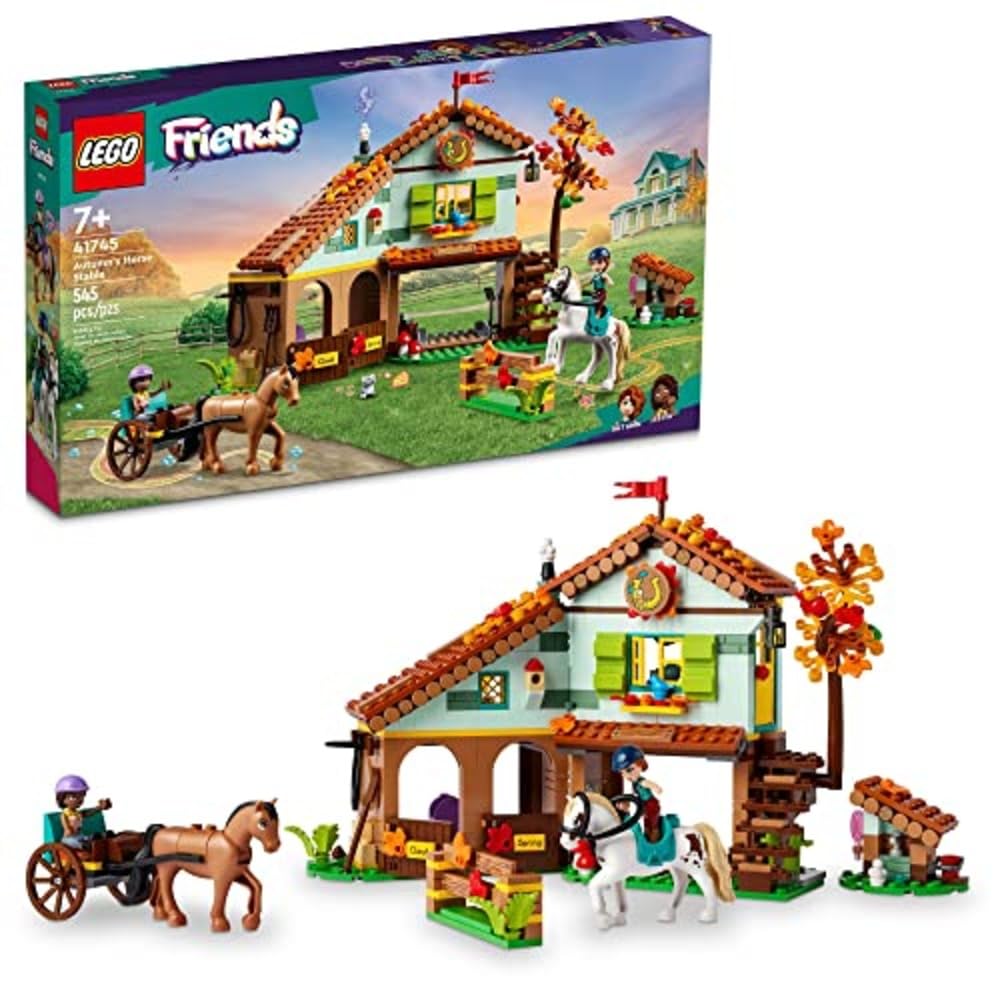 LEGO Friends Autumn’s Horse Stable Building Toys - Horse Toys for Girls & Boys, Ages 7+ - Includes 2 Minifigures, 2 Horses, Carriage, & More -