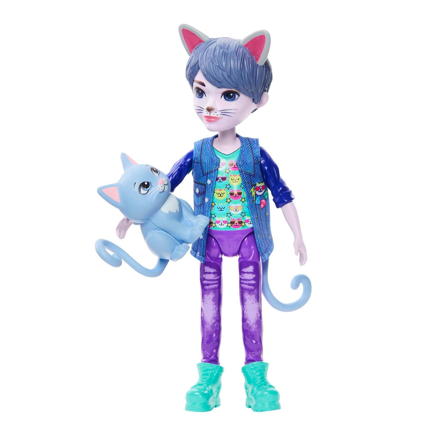 Enchantimals HNT59 Small Doll and Figurine Cole Gala Enchanted Cat (15 cm) and Friend Cat Claw, Collectable, Children's Toy, from 4 Years