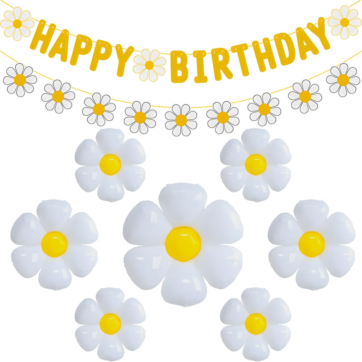 32pcs Daisy Flower Birthday Banner Balloons Decoration,Daisy Party Decorations?Daisys Flower Girls Boys Birthday Party Supplies