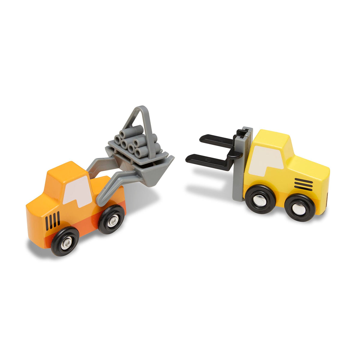 Melissa & Doug Wooden Construction Site Vehicles with Wooden Storage Tray (8 pcs) - Vehicle Toys, Cars for Toddlers and Kids Ages 3+