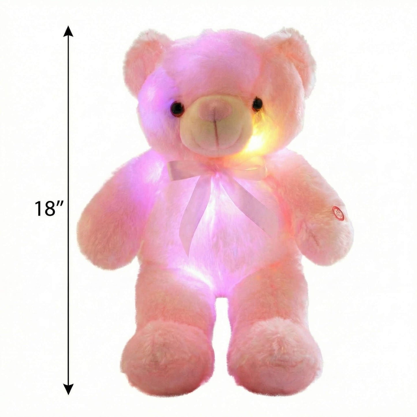 sofipal Light Up Teddy Bear Stuffed Animal, 18" LED Glow Plush Toy with Night Light, Soft Luminous Bear Toy for Kids Girls, Birthday Valentines (Pink)