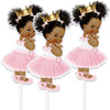 Little Princess Centerpieces Baby Shower Table Decoration 10 inches Pink Gold African American Black Royal Birthday Cake Topper