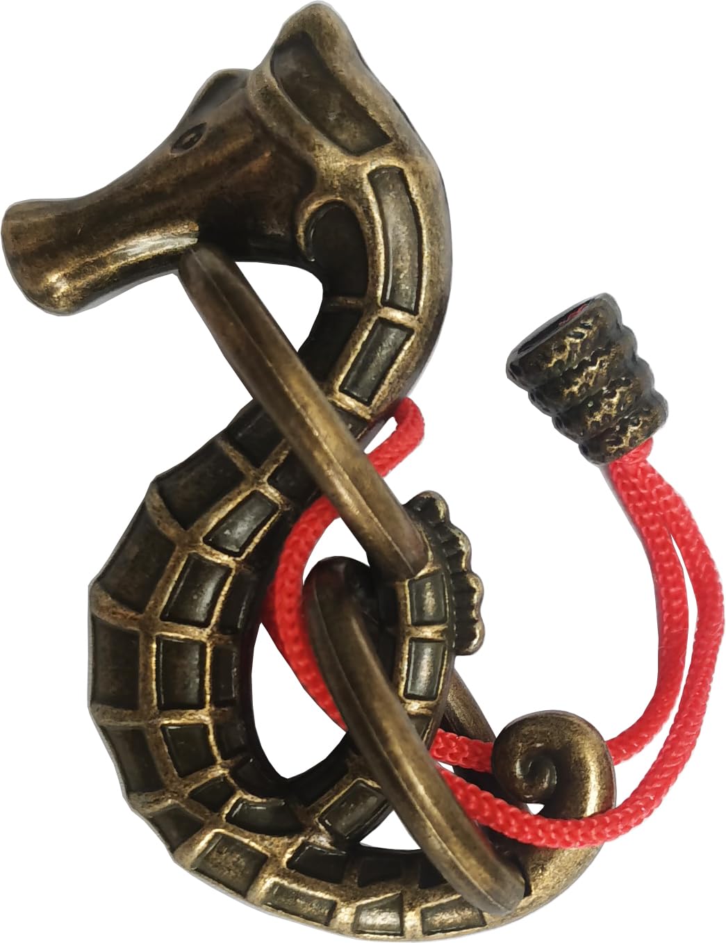 Cast Metal Brain Teaser Puzzle Metal Puzzle Brainteaser Exploration and Thinking Toy Intellectual Teaching (Seahorse & Rope)