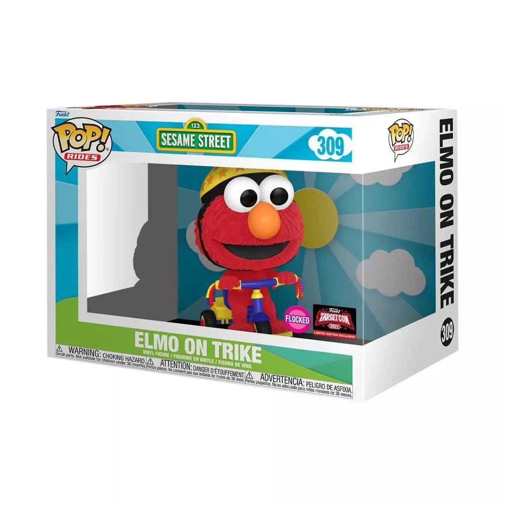 Funko POP Rides: Sesame Street Elmo on Trike Flocked 2024 Target Con Exclusvie Vinyl Figure, Red