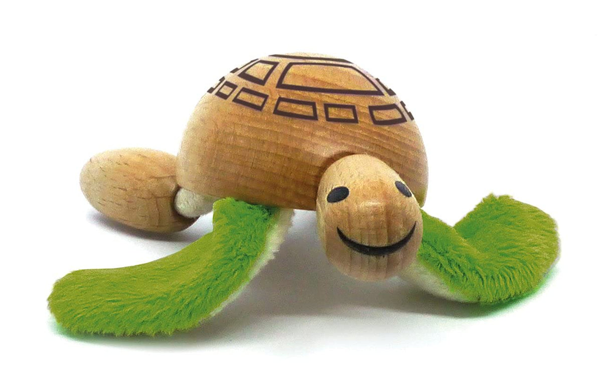 Anamalz Turtle Wooden Animal Toy for Toddlers, Fun and Posable Turtle for Early Learning, Montessori, and STEM, Smooth Natural Wood, Boys and Girls