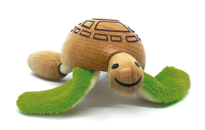 Anamalz Turtle Wooden Animal Toy for Toddlers, Fun and Posable Turtle for Early Learning, Montessori, and STEM, Smooth Natural Wood, Boys and Girls