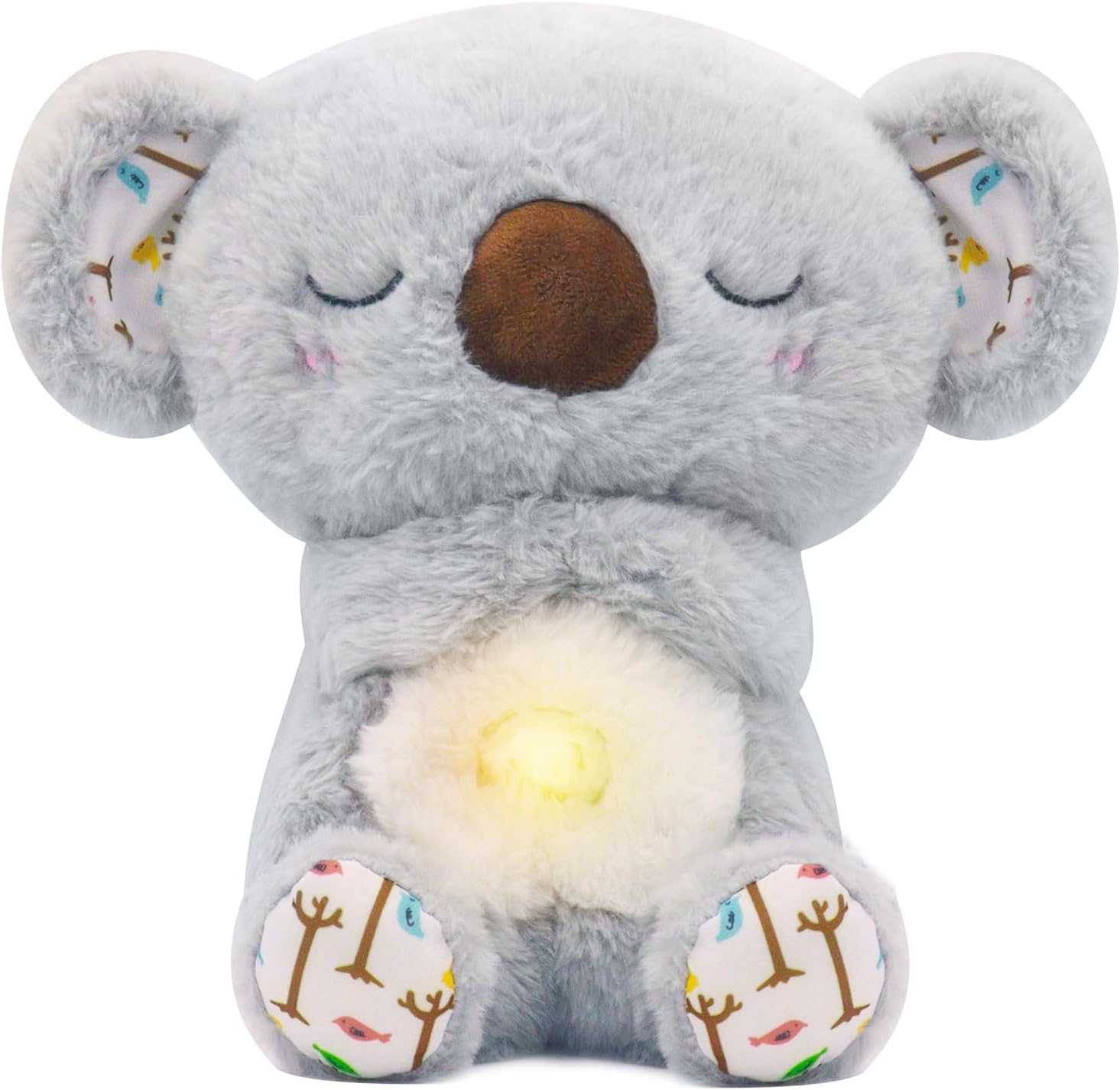 rytopt Breathing Stuffed Animal, Simulated Breathing Sounds, 4 Gear Adjustment, Volume Control, Plush Toy with Music & Light (Koala)