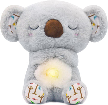 rytopt Breathing Stuffed Animal, Simulated Breathing Sounds, 4 Gear Adjustment, Volume Control, Plush Toy with Music & Light (Koala)