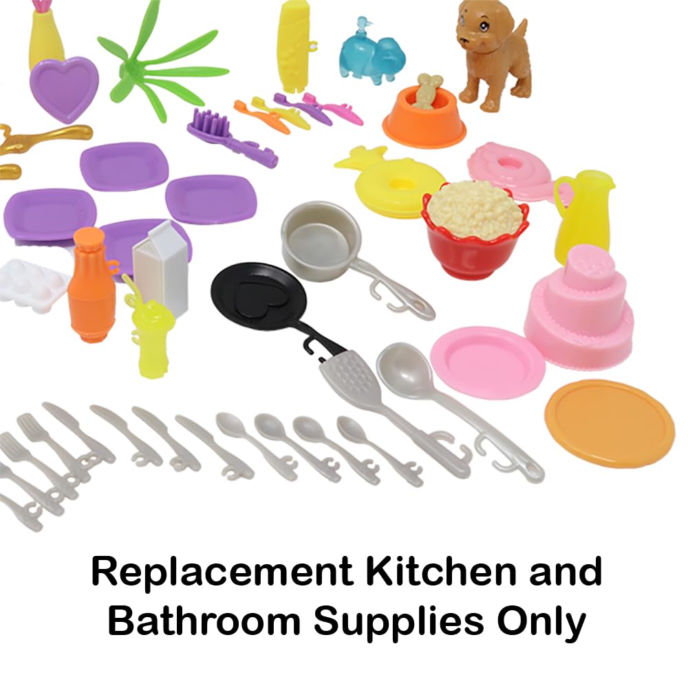 Replacement Parts for Barbie Doll Dreamhouse Doll House Playset HMX10 - Replacement Kitchen and Bathroom Supplies