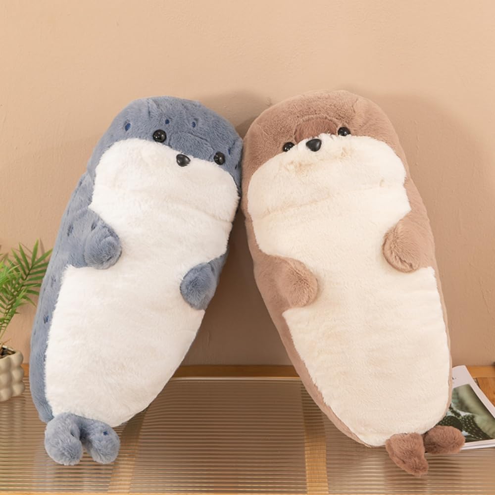 Xshelley 24 inch Otter Marine Animals Plush Hugging Pillow,Cartoon Sea Otter Stuffed Animal Plush Doll,Christmas Birthday for Kids Gift (Brown)
