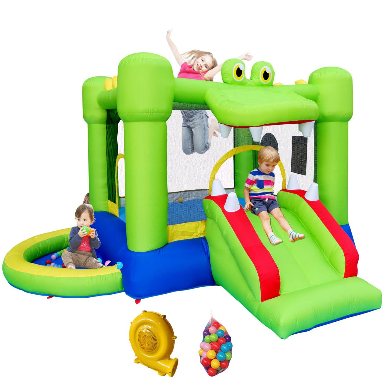 Inflatable Bounce House with Slide, Jumping Castle with Blower