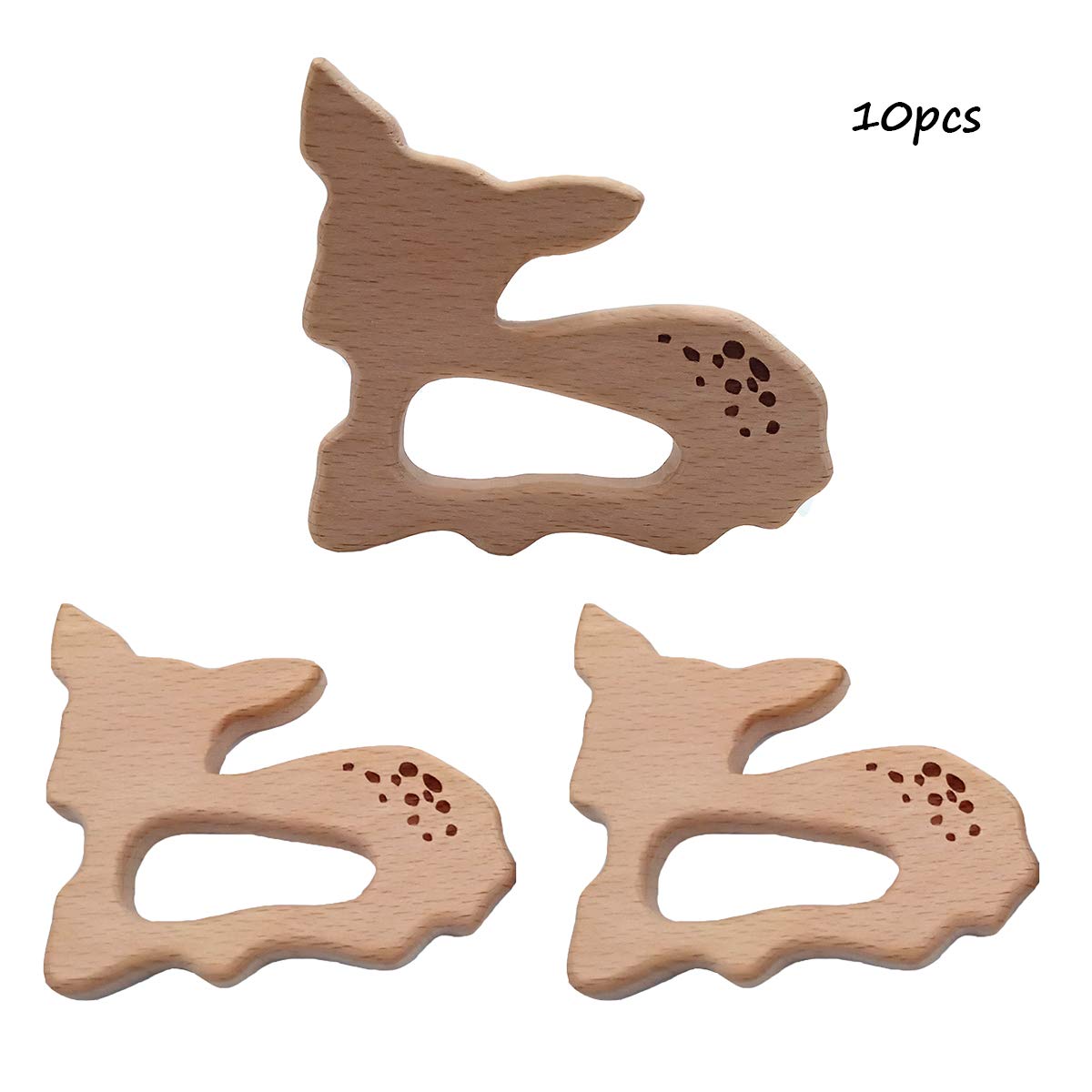 Alenybeby 10pcs Natural Wooden Sika deer Montessori Toy Pendant Pure Natural Beech Wood Animal Shape Handmade Home Decoration Accessory (Sika deer