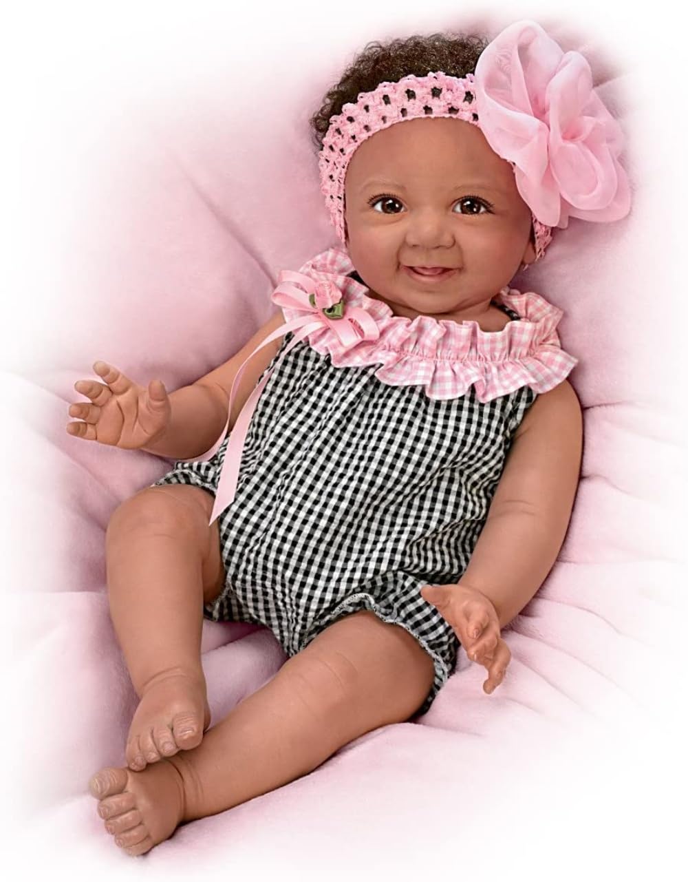 The Ashton-Drake Galleries Alanna with Hand-Rooted Hair So Truly Real® Lifelike & Realistic African-American Newborn Baby Doll 18-inches