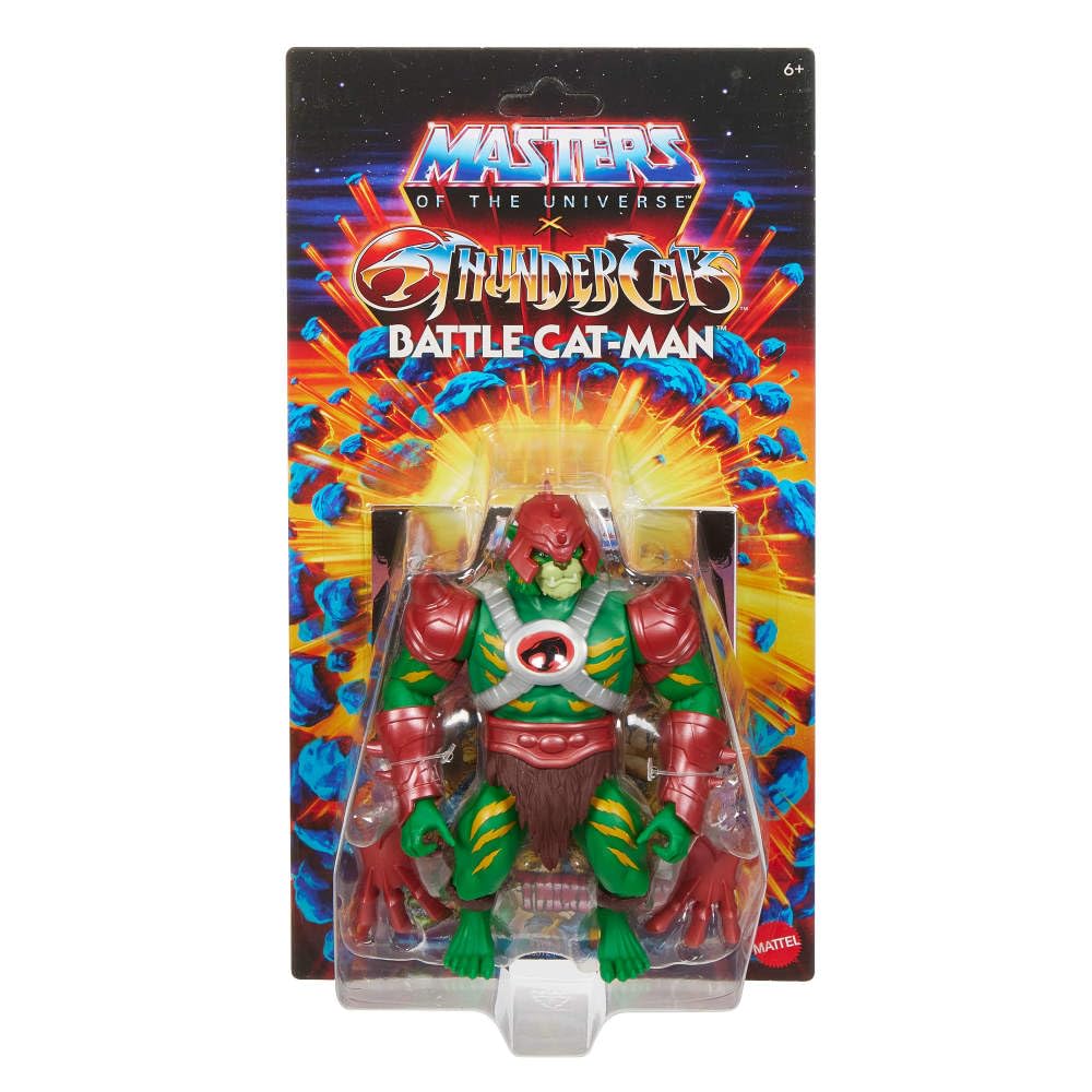 Masters of the Universe Origins & Thundercats Action Figure, Battle Cat Man Toy, 1980s Brand Crossover, 5.5-inch Posable with Battle Claws, Mini Comic