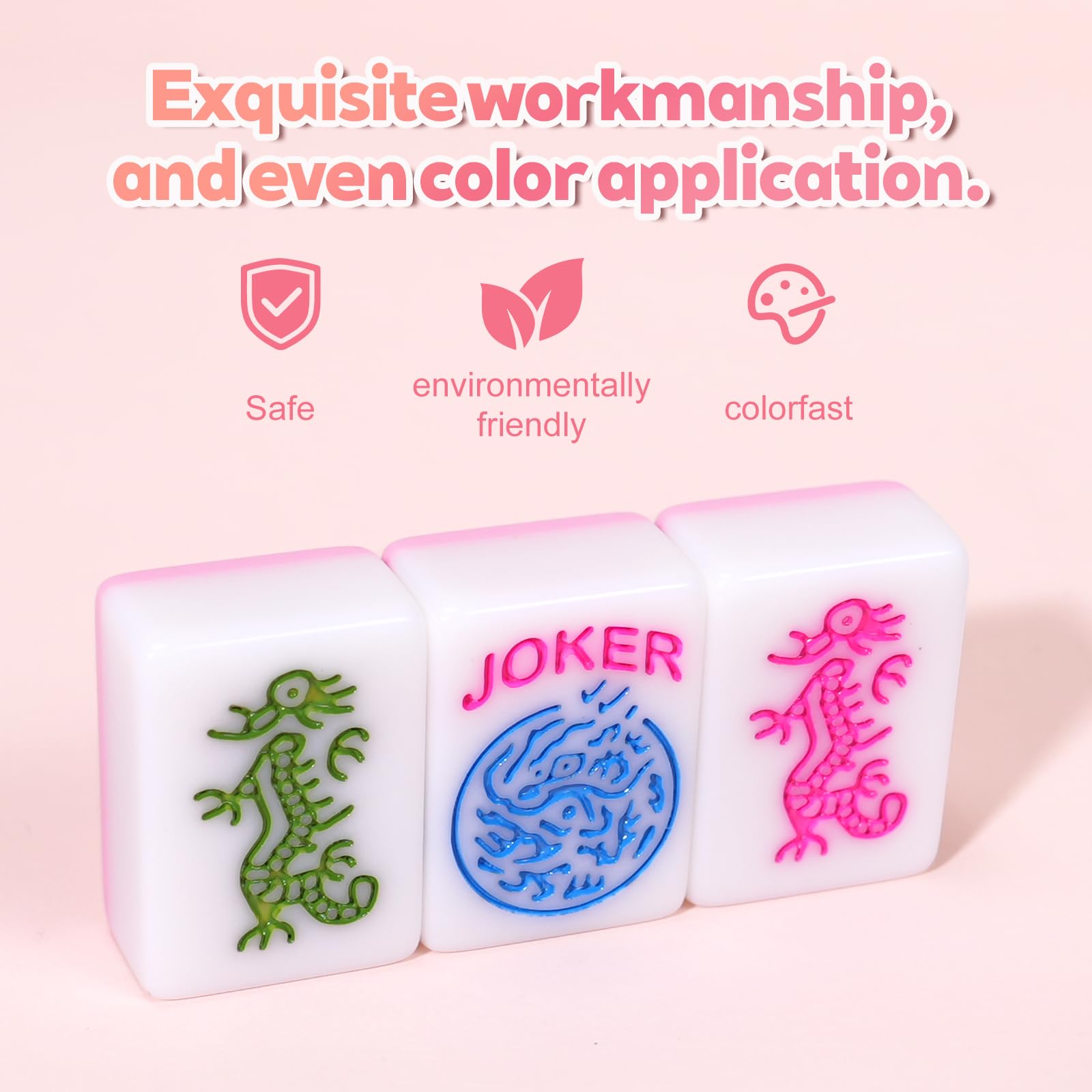 MJDYTYT 1.2-inch Premium Pink American Mahjong Tile Set. Made of Durable and Sturdy Melamine. Perfect for Multiplayer Games, on-the-go Gaming,