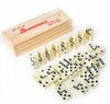 VMRUXAW Dominos Set for Adults with Wood Box - Tile Dot Dominoes Games Set ?Classic Dominoes Set, 28 Tiles, Natural Wood and Ivory, Wooden Box
