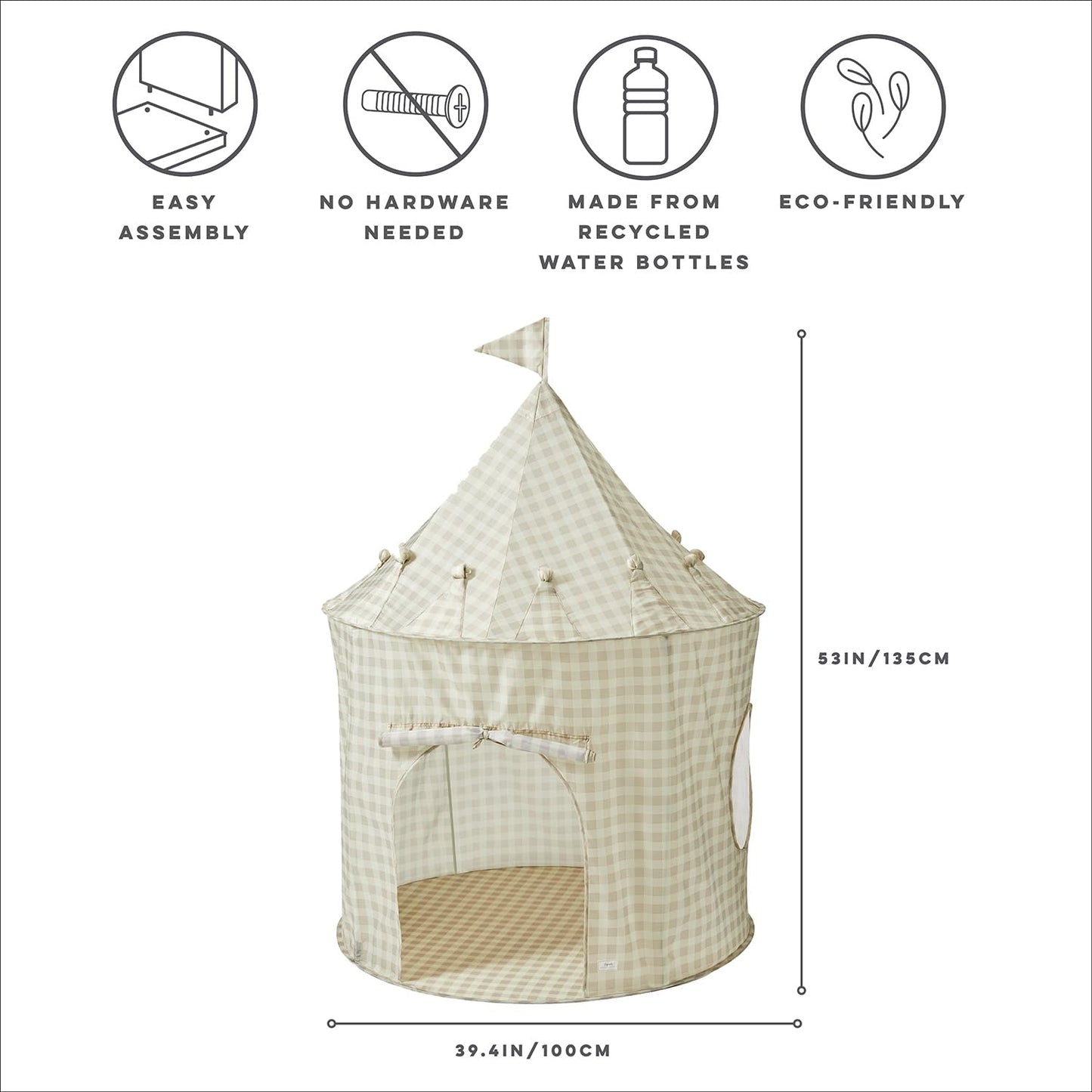 3 Sprouts Kids Play Tent for Ages 3 to 10 - Spacious Indoor Toddler Tent with Recycled Eco-Friendly Fabric - Modern Playhouse Design that Complements