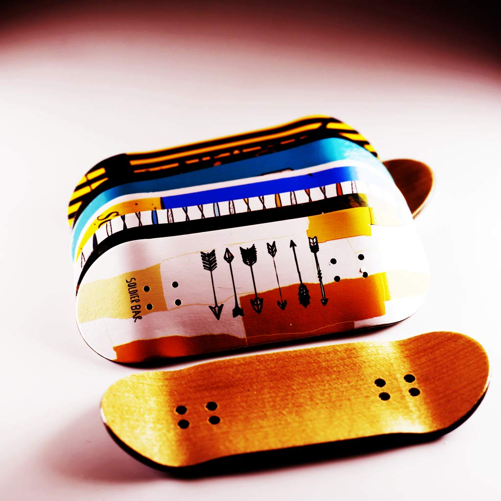 SOLDIER BAR Fingerboards Complete (5 Layer Canadian Maple 34mmx 98mm Deck) Finger Skateboards (+34mm Big Eagle Truck+Globular Wheels) (London)