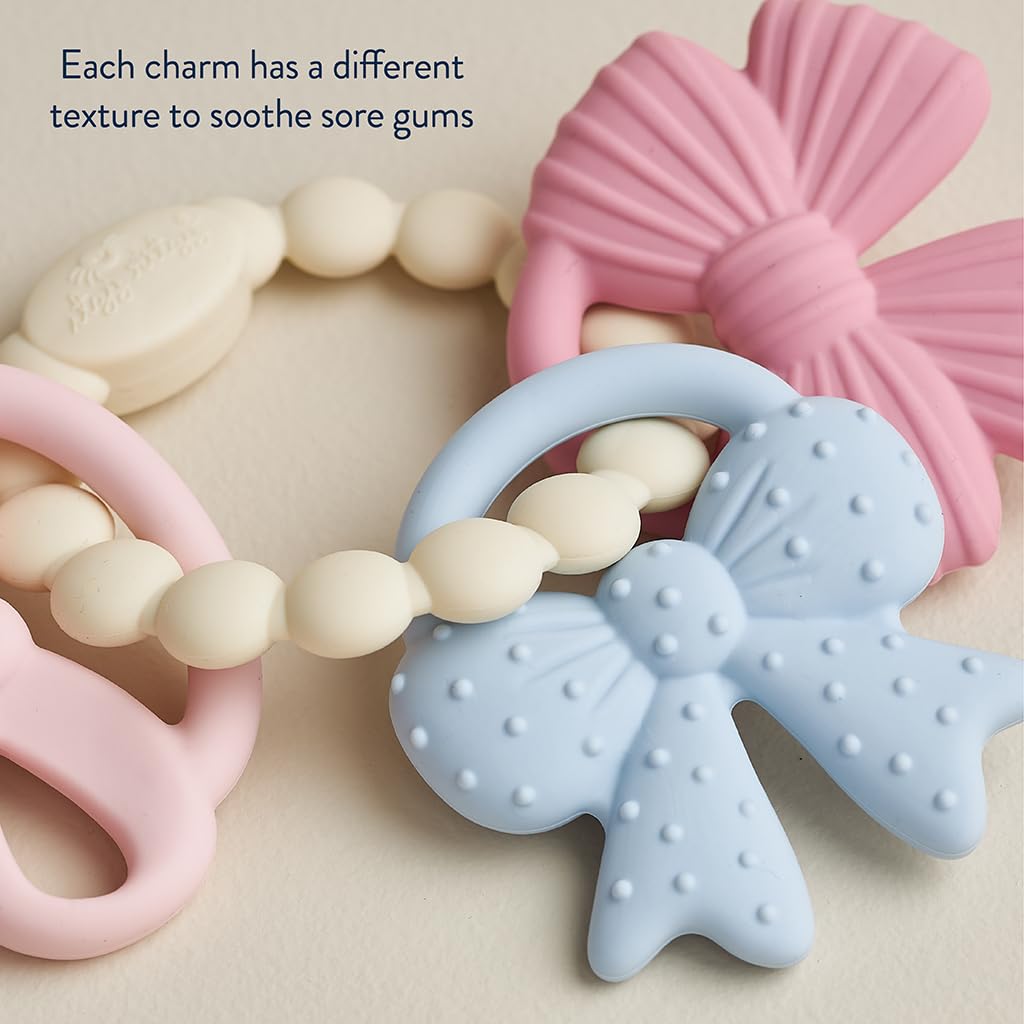 Itzy Ritzy Silicone Teether Trio for Babies - Soft, Flexible BPA-Free Teething Toys with Textured Surfaces & Easy-Grip Ring for Sensory Play and Fine