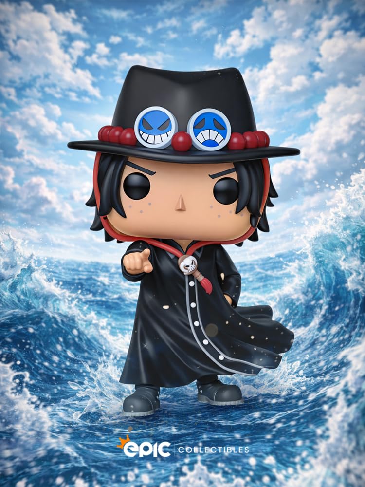 Epic Collectibles Pop Anime: One Piece - Portgas D. Ace Exclusive Vinyl Figure Included with Box Protector Compatible for Funko