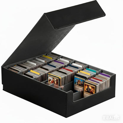 ArtBoutiq 5-Row Trading Card Storage Box, Large Capacity TCG Card Organizer with 24 Colorful Dividers & 5 Card Stoppers, PU Leather Card Storage Case