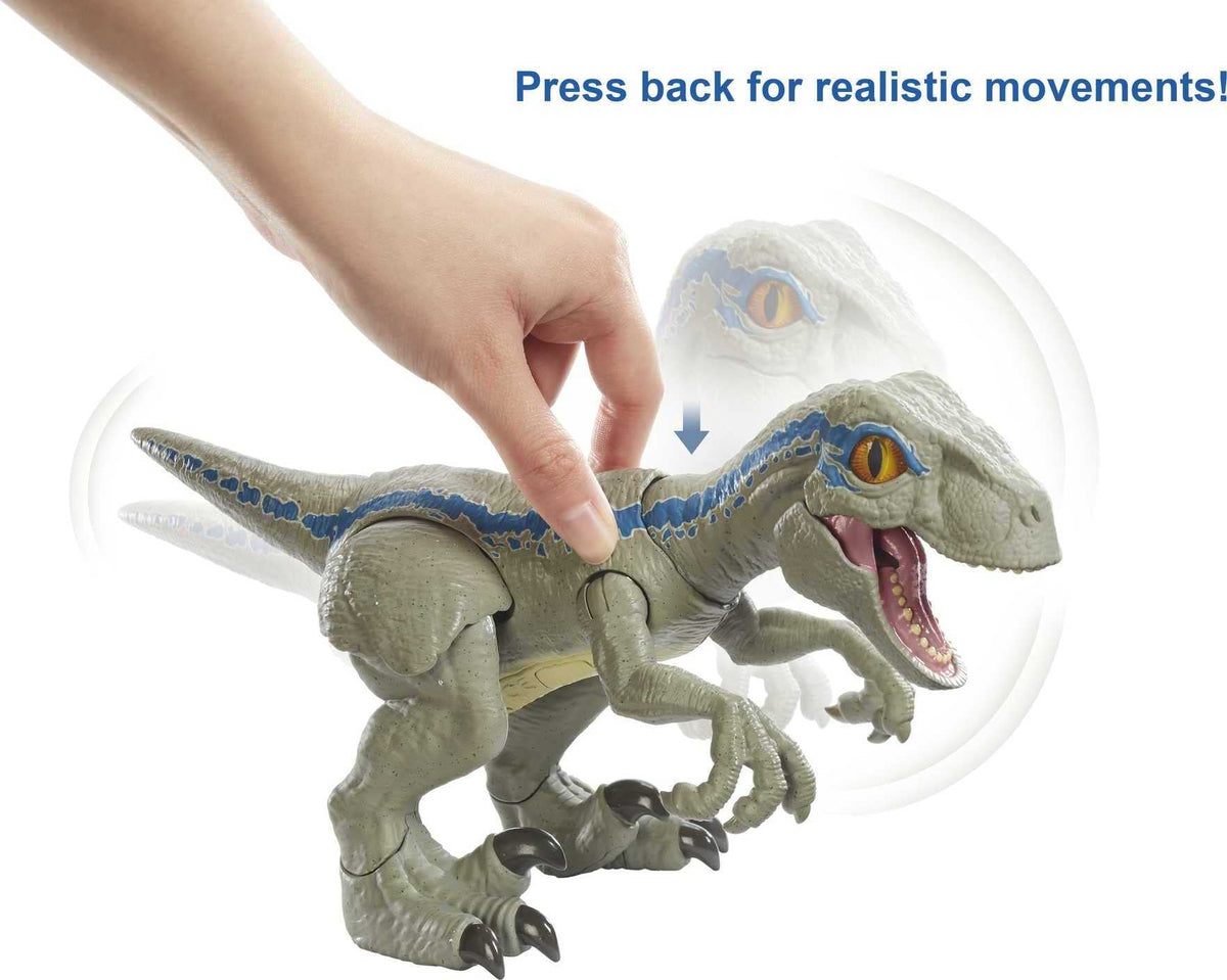 Mattel Jurassic World Primal Pal Blue with Spring-activated Action, Sound Effects Plus Neck, Shoulder, Tail and Feet Articulation for Added Play