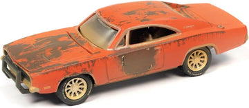 1969 Charger R/T Orange (Unrestored) Barn Finds 1/64 Diecast Model Car by Johnny Lightning JLSP192