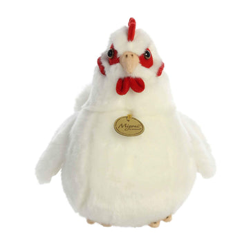 Aurora® Realistic Miyoni® White Hen Stuffed Animal - Lifelike Detail - Cherished Companionship - White 9 Inches