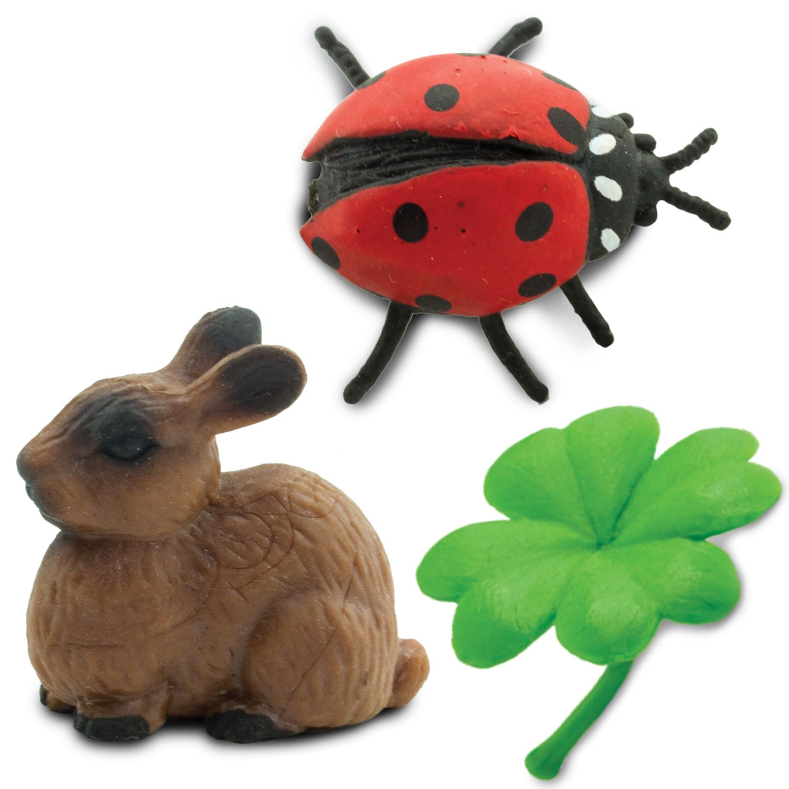 Safari Ltd. Good Luck Minis Lucky Fun Pack - 8 Mini Figurines of Frog, Ladybug, Waving Cat, Dragon, Buddha, Elephant, Rabbit, Four-Leaf Clover