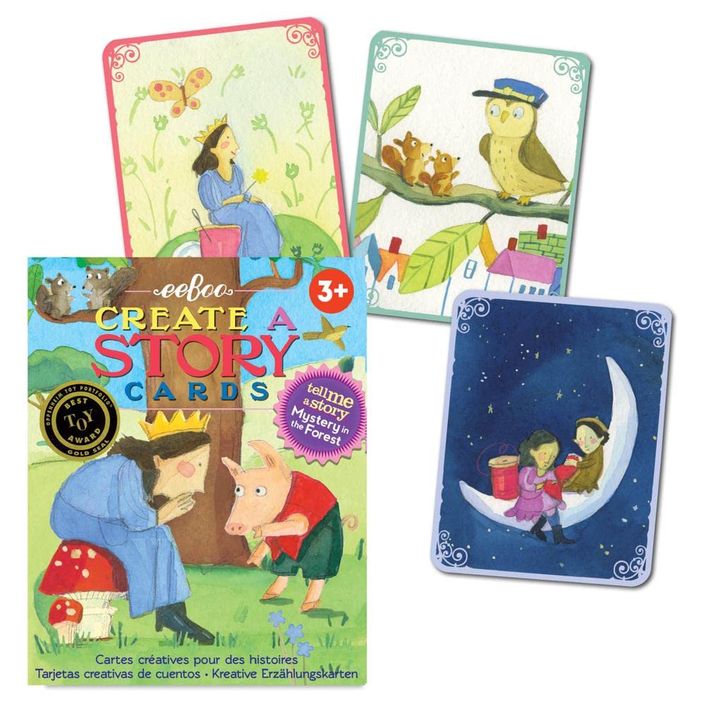 eeBoo: Mystery in The Forest Create a Story Pre-Literacy Cards, 36 Cards with Colorful Characters, Encourages Imagination, for Ages 3 and up
