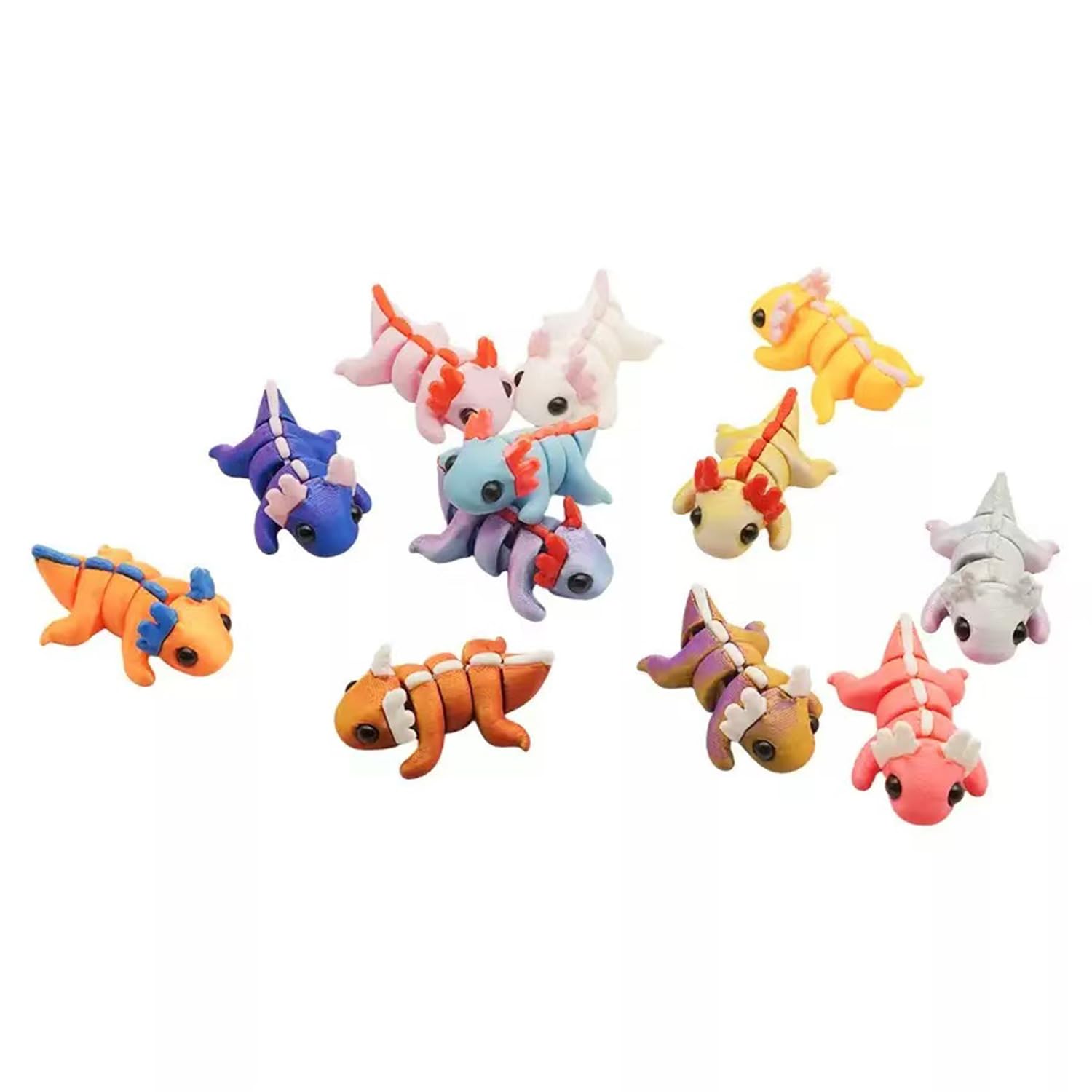 24 Pcs 3D Printed Axolotl Fidget Toy 3D Printed Small Animal Toy Flexible Cute Articulating Pet Stress Relief Fidget Toys forClassroom Rewards & Desk
