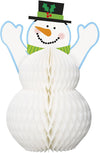Happy Holidays Snowman Honeycomb Centerpiece (12") - White Paper Decor - Perfect for Christmas Decorations & Unique Table Decor - 1 Piece
