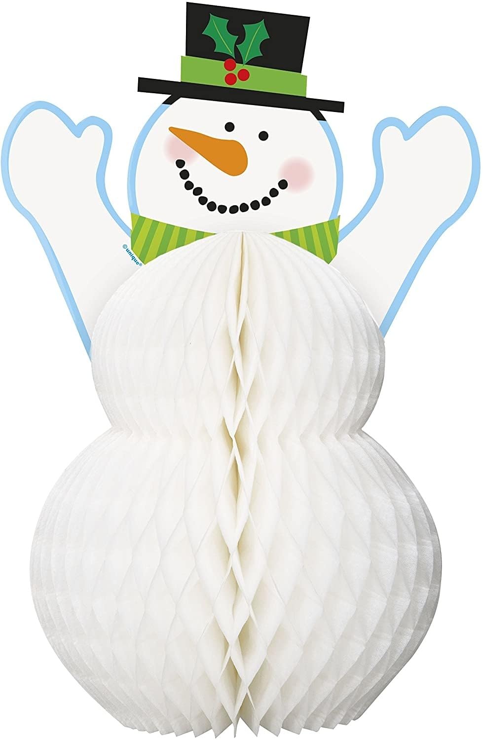 Happy Holidays Snowman Honeycomb Centerpiece (12") - White Paper Decor - Perfect for Christmas Decorations & Unique Table Decor - 1 Piece