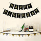 Fecedy Black Happy Birthday Bunting Banner with Shiny Gold Letters Pre-Strung No DIY for Birthday Party Decorations (Black)