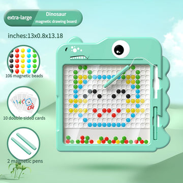 Mandarooker Magnetic Drawing Board?Large Magnet Doodle Board with Pen and Dot Beads,20 Colored Pattern Cards,Montessori Toys and Travel Toys